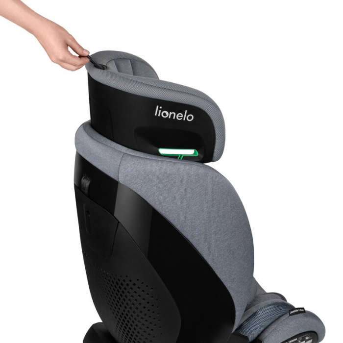 Scaun auto, Lionelo, Lavender I-size, Isofix, Cu centura TopTether, Cu spatar inclinabil in 5 pozitii, Cu tetiera reglabila in 13 pozitii, Instalare cu fata inainte, 9-36 Kg, 76-150 cm, Conform cu ECE [12]
