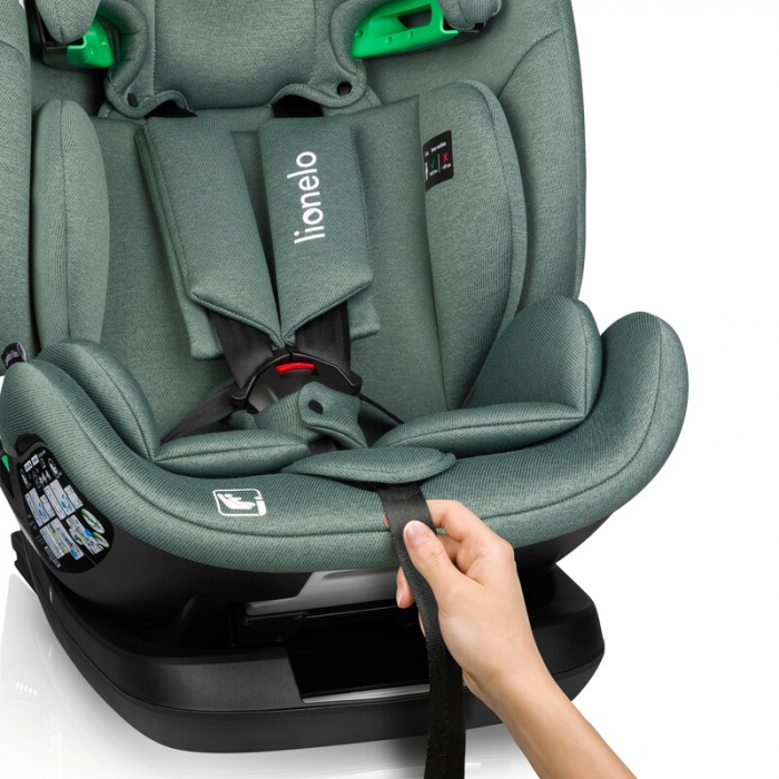 Scaun auto, Lionelo, Lavender I-size, Isofix, Cu centura TopTether, Cu spatar inclinabil in 5 pozitii, Cu tetiera reglabila in 13 pozitii, Instalare cu fata inainte, 9-36 Kg, 76-150 cm, Conform cu ECE [21]