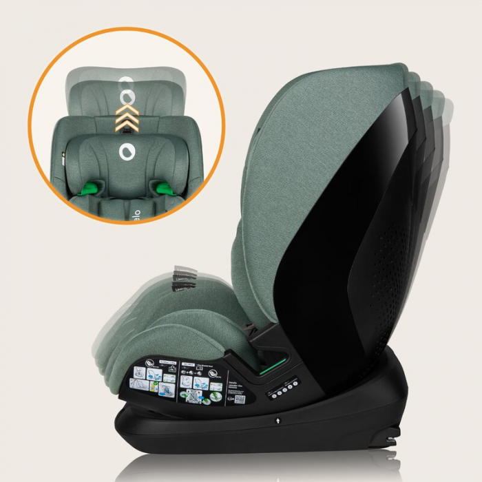 Scaun auto, Lionelo, Lavender I-size, Isofix, Cu centura TopTether, Cu spatar inclinabil in 5 pozitii, Cu tetiera reglabila in 13 pozitii, Instalare cu fata inainte, 9-36 Kg, 76-150 cm, Conform cu ECE [28]