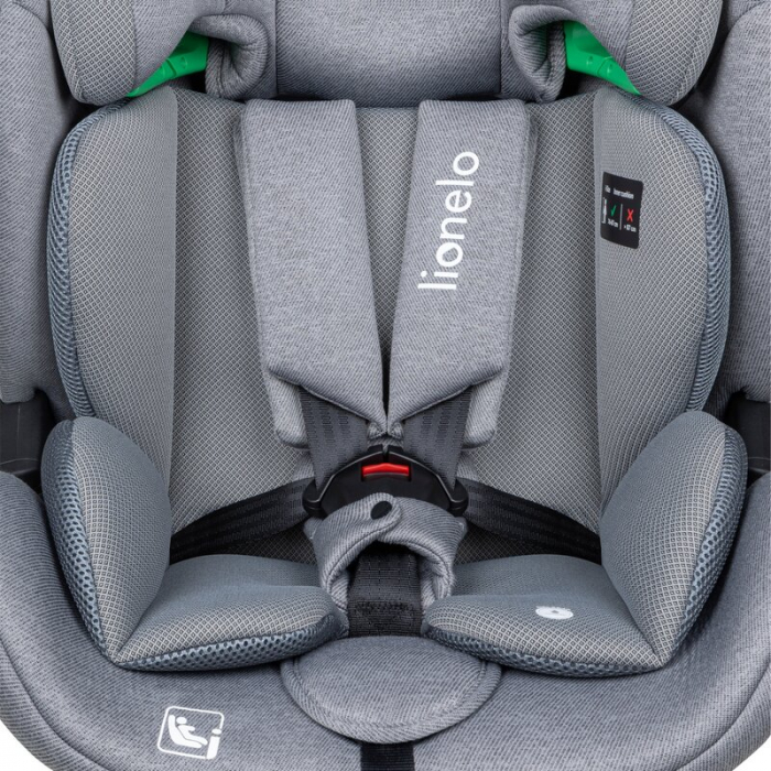 Scaun auto, Lionelo, Lavender I-size, Isofix, Cu centura TopTether, Cu spatar inclinabil in 5 pozitii, Cu tetiera reglabila in 13 pozitii, Instalare cu fata inainte, 9-36 Kg, 76-150 cm, Conform cu ECE [10]
