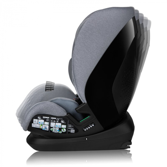 Scaun auto, Lionelo, Lavender I-size, Isofix, Cu centura TopTether, Cu spatar inclinabil in 5 pozitii, Cu tetiera reglabila in 13 pozitii, Instalare cu fata inainte, 9-36 Kg, 76-150 cm, Conform cu ECE [8]