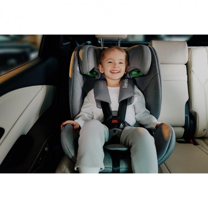 Scaun auto, Lionelo, Lavender I-size, Isofix, Cu centura TopTether, Cu spatar inclinabil in 5 pozitii, Cu tetiera reglabila in 13 pozitii, Instalare cu fata inainte, 9-36 Kg, 76-150 cm, Conform cu ECE [35]