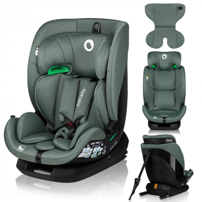 Scaun auto, Lionelo, Lavender I-size, Isofix, Cu centura TopTether, Cu spatar inclinabil in 5 pozitii, Cu tetiera reglabila in 13 pozitii, Instalare cu fata inainte, 9-36 Kg, 76-150 cm, Conform cu ECE [24]