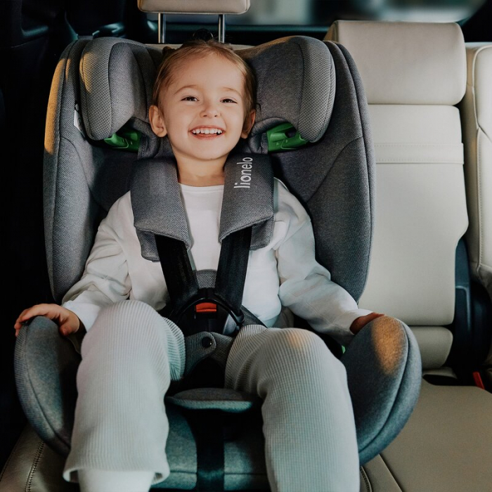 Scaun auto, Lionelo, Lavender I-size, Isofix, Cu centura TopTether, Cu spatar inclinabil in 5 pozitii, Cu tetiera reglabila in 13 pozitii, Instalare cu fata inainte, 9-36 Kg, 76-150 cm, Conform cu ECE [14]