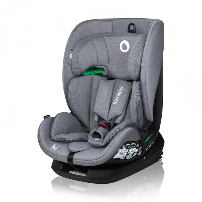 Scaun auto, Lionelo, Lavender I-size, Isofix, Cu centura TopTether, Cu spatar inclinabil in 5 pozitii, Cu tetiera reglabila in 13 pozitii, Instalare cu fata inainte, 9-36 Kg, 76-150 cm, Conform cu ECE [1]