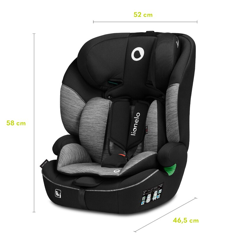 Scaun auto, Lionelo, Levi i-Size, Universal, Instalare FWF, Cu tetiera reglabila in 10 pozitii, Cu spatar detasabil, 76-150 cm, Conform cu R129, Gri [12]