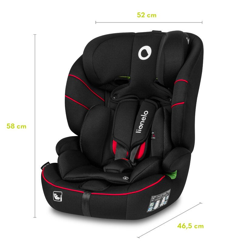 Scaun auto, Lionelo, Levi i-Size, Universal, Instalare FWF, Cu tetiera reglabila in 10 pozitii, Cu spatar detasabil, 76-150 cm, Conform cu R129, Negru [19]