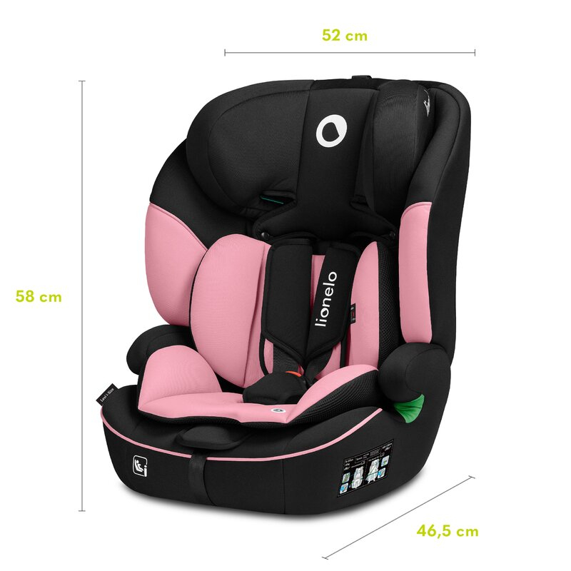 Scaun auto, Lionelo, Levi i-Size, Universal, Instalare FWF, Cu tetiera reglabila in 10 pozitii, Cu spatar detasabil, 76-150 cm, Conform cu R129, Roz [19]