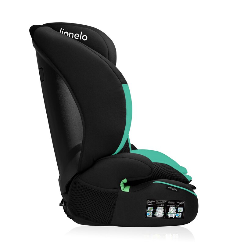 Scaun auto, Lionelo, Levi i-Size, Universal, Instalare FWF, Cu tetiera reglabila in 10 pozitii, Cu spatar detasabil, 76-150 cm, Conform cu R129, Verde [8]