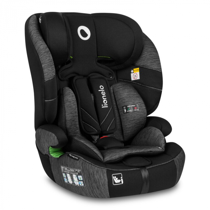 Scaun auto, Lionelo, Levi One i-Size, Universal, Instalare FWF, Cu tetiera reglabila in 10 pozitii, Cu spatar detasabil, 76-150 cm, Conform cu R129, Gri [1]
