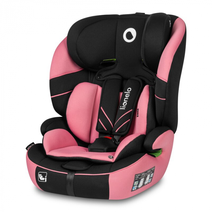 Scaun auto, Lionelo, Levi One i-Size, Universal, Instalare FWF, Cu tetiera reglabila in 10 pozitii, Cu spatar detasabil, 76-150 cm, Conform cu R129, Roz [4]