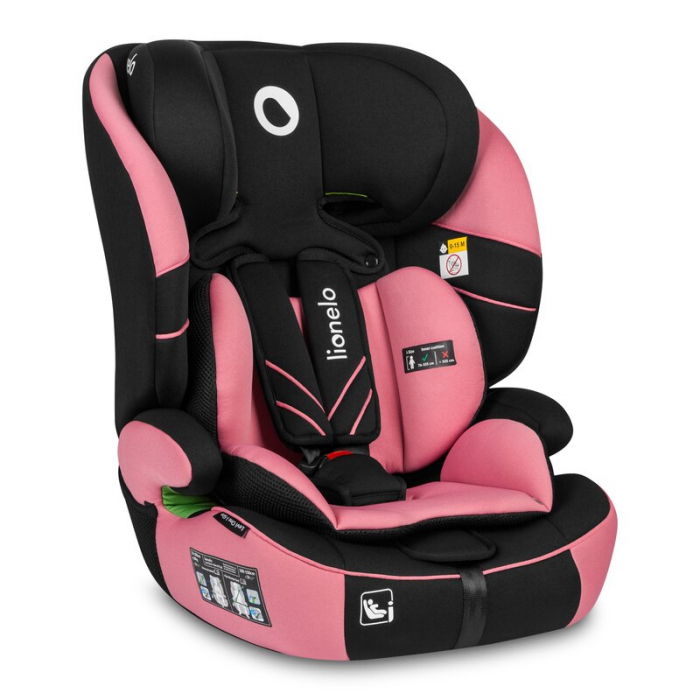 Scaun auto, Lionelo, Levi One i-Size, Universal, Instalare FWF, Cu tetiera reglabila in 10 pozitii, Cu spatar detasabil, 76-150 cm, Conform cu R129, Roz [1]
