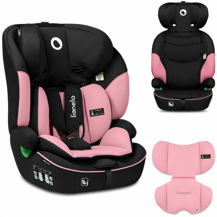 Scaun auto, Lionelo, Levi One i-Size, Universal, Instalare FWF, Cu tetiera reglabila in 10 pozitii, Cu spatar detasabil, 76-150 cm, Conform cu R129, Roz [3]