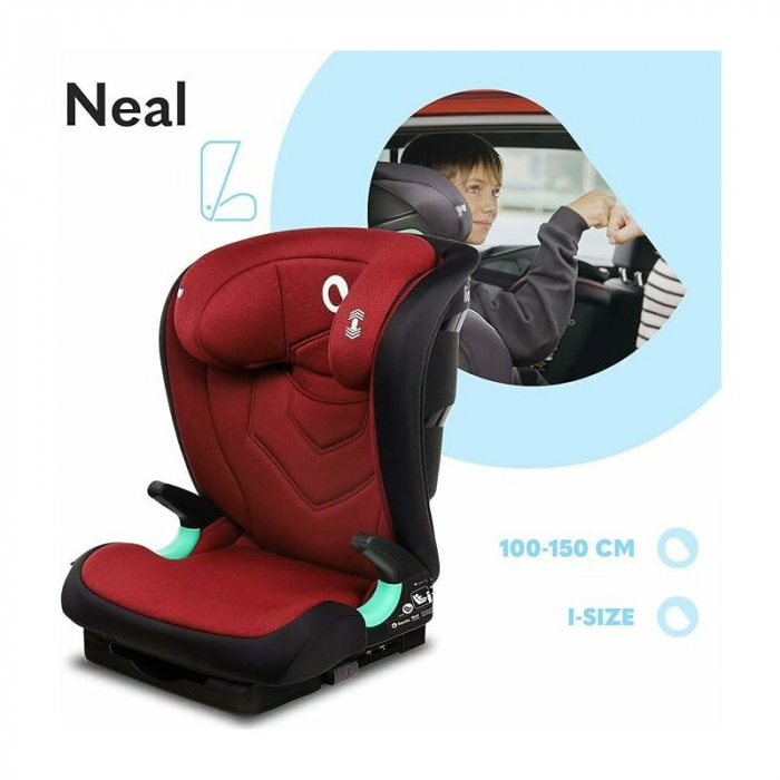 Scaun auto, Lionelo, Neal Burgundy, Spatar reglabil, Baza i-size, 15-36 Kg, cu Isofix, Conform cu standardul european de securitate ECE R129, Rosu [19]