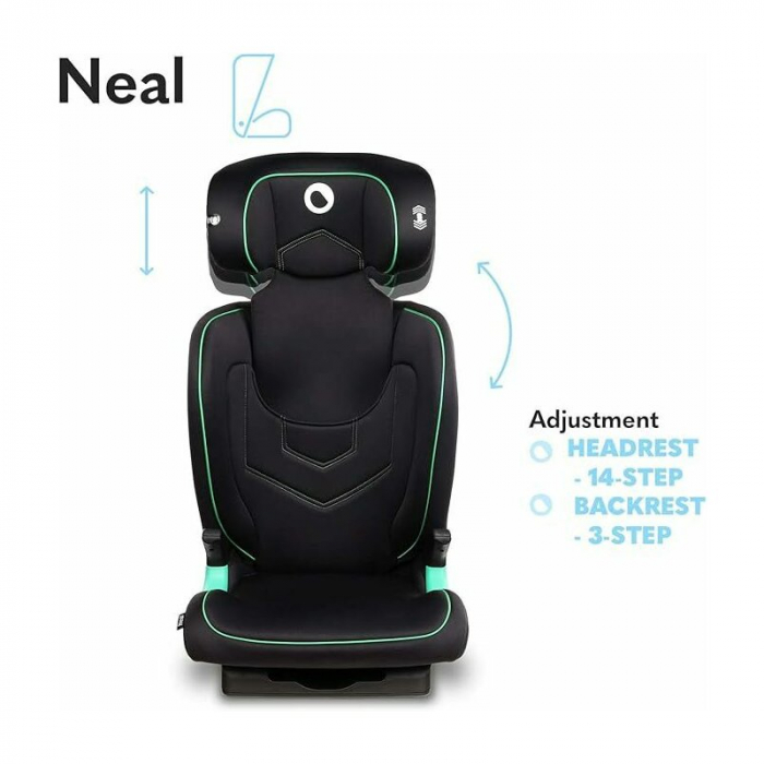 Scaun auto, Lionelo, Neal Onix, Spatar reglabil, Baza i-size, 15-36 Kg, cu Isofix, Conform cu standardul european de securitate ECE R129, Negru [30]
