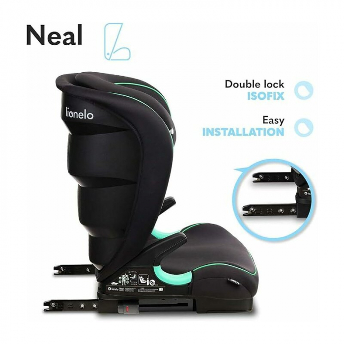 Scaun auto, Lionelo, Neal Onix, Spatar reglabil, Baza i-size, 15-36 Kg, cu Isofix, Conform cu standardul european de securitate ECE R129, Negru [28]