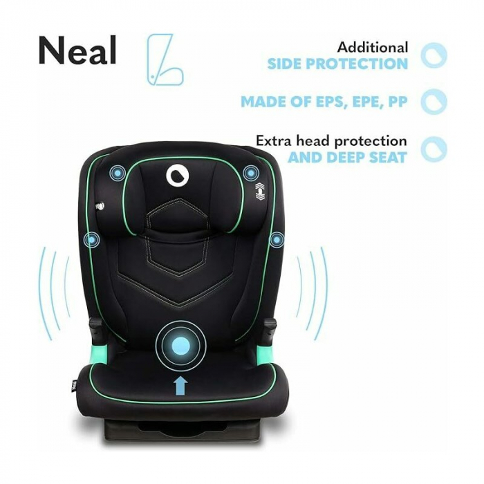 Scaun auto, Lionelo, Neal Onix, Spatar reglabil, Baza i-size, 15-36 Kg, cu Isofix, Conform cu standardul european de securitate ECE R129, Negru [29]