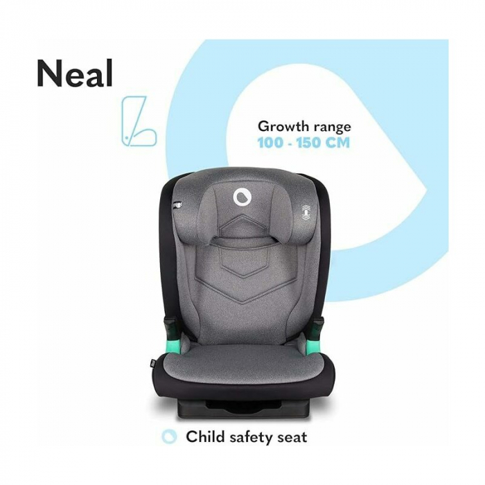 Scaun auto, Lionelo, Neal Stone, Spatar reglabil, Baza i-size, 15-36 Kg, cu Isofix, Conform cu standardul european de securitate ECE R129, Gri [21]