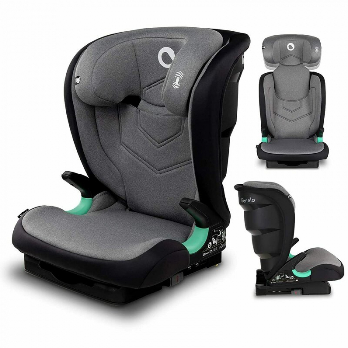 Scaun auto, Lionelo, Neal Stone, Spatar reglabil, Baza i-size, 15-36 Kg, cu Isofix, Conform cu standardul european de securitate ECE R129, Gri [5]