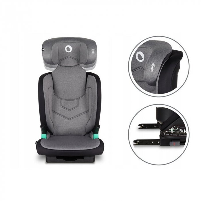 Scaun auto, Lionelo, Neal Stone, Spatar reglabil, Baza i-size, 15-36 Kg, cu Isofix, Conform cu standardul european de securitate ECE R129, Gri [12]