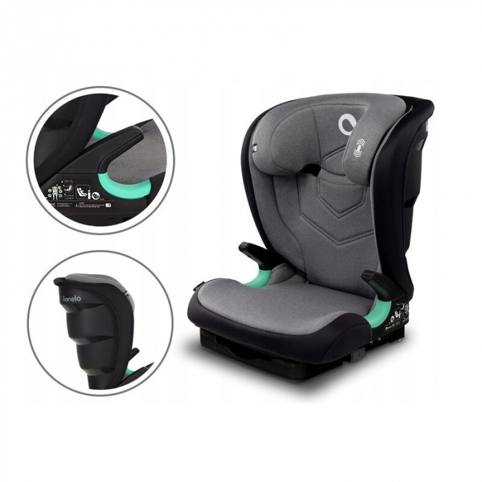 Scaun auto, Lionelo, Neal Stone, Spatar reglabil, Baza i-size, 15-36 Kg, cu Isofix, Conform cu standardul european de securitate ECE R129, Gri [14]