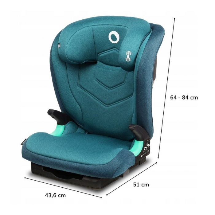 Scaun auto, Lionelo, Neal Turquoise, Spatar reglabil, Baza i-size, 15-36 Kg, cu Isofix, Conform cu standardul european de securitate ECE R129, Verde [7]