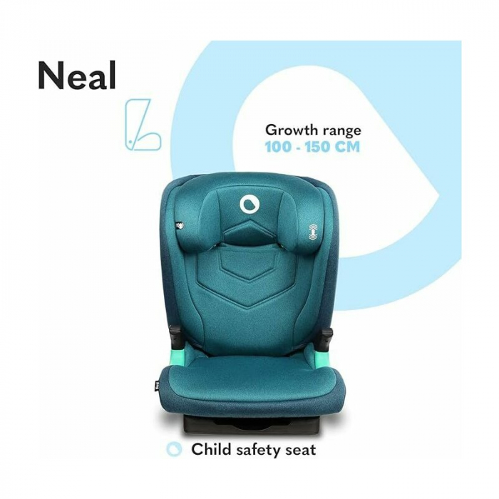 Scaun auto, Lionelo, Neal Turquoise, Spatar reglabil, Baza i-size, 15-36 Kg, cu Isofix, Conform cu standardul european de securitate ECE R129, Verde [18]