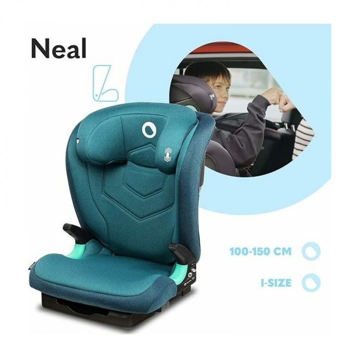 Scaun auto, Lionelo, Neal Turquoise, Spatar reglabil, Baza i-size, 15-36 Kg, cu Isofix, Conform cu standardul european de securitate ECE R129, Verde [19]