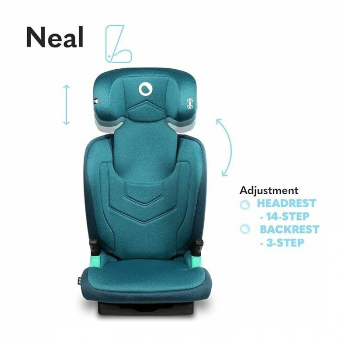 Scaun auto, Lionelo, Neal Turquoise, Spatar reglabil, Baza i-size, 15-36 Kg, cu Isofix, Conform cu standardul european de securitate ECE R129, Verde [22]