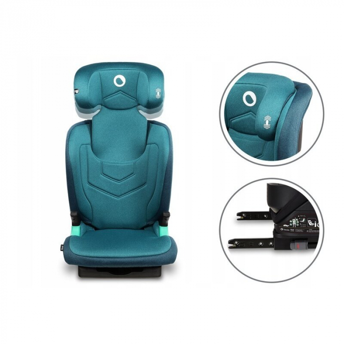 Scaun auto, Lionelo, Neal Turquoise, Spatar reglabil, Baza i-size, 15-36 Kg, cu Isofix, Conform cu standardul european de securitate ECE R129, Verde [9]