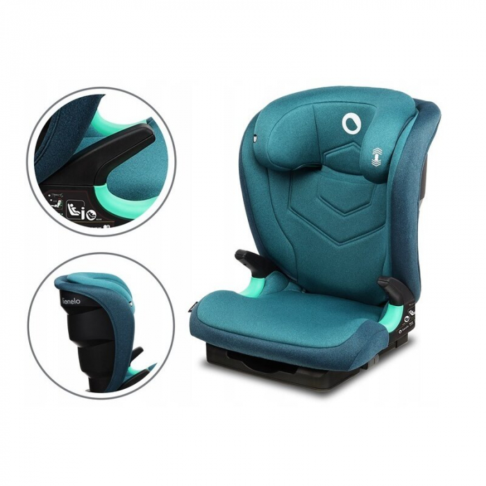 Scaun auto, Lionelo, Neal Turquoise, Spatar reglabil, Baza i-size, 15-36 Kg, cu Isofix, Conform cu standardul european de securitate ECE R129, Verde [8]
