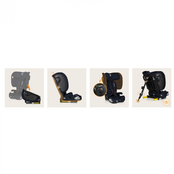 Scaun auto pliabil, Lionelo, Nelly, i-Size, 76- 150 cm, Tetiera reglabila in 15 pozitii, Spatar reglabil in 4 pozitii, Sisteme de fixare Isofix si Top Tether, Sezut lat si confortabil, Conform cu ECE  [42]