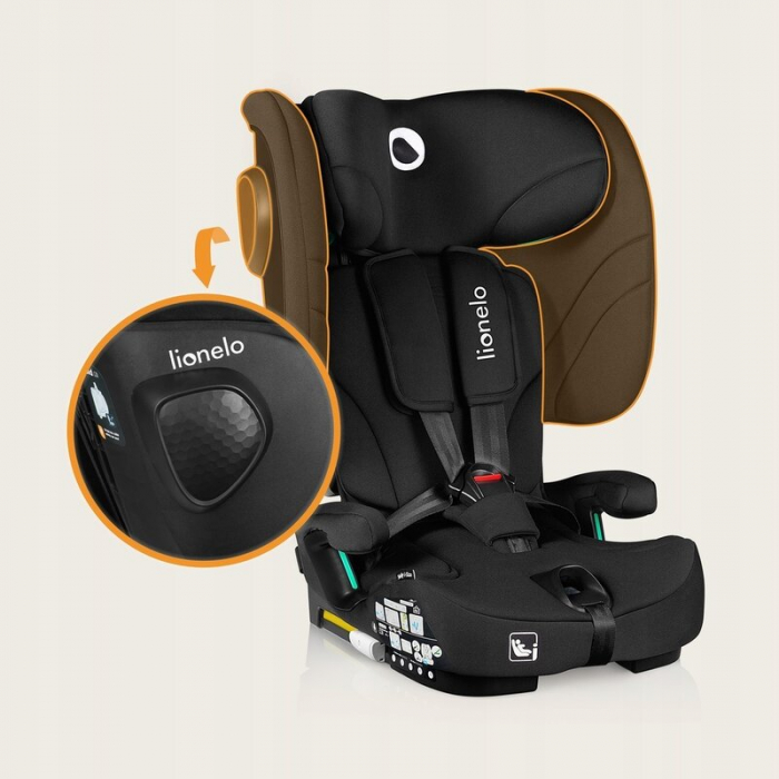 Scaun auto pliabil, Lionelo, Nelly, i-Size, 76- 150 cm, Tetiera reglabila in 15 pozitii, Spatar reglabil in 4 pozitii, Sisteme de fixare Isofix si Top Tether, Sezut lat si confortabil, Conform cu ECE  [34]