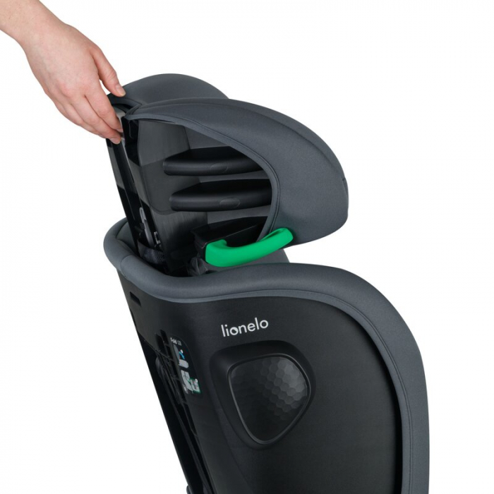 Scaun auto pliabil, Lionelo, Nelly, i-Size, 76- 150 cm, Tetiera reglabila in 15 pozitii, Spatar reglabil in 4 pozitii, Sisteme de fixare Isofix si Top Tether, Sezut lat si confortabil, Conform cu ECE  [15]