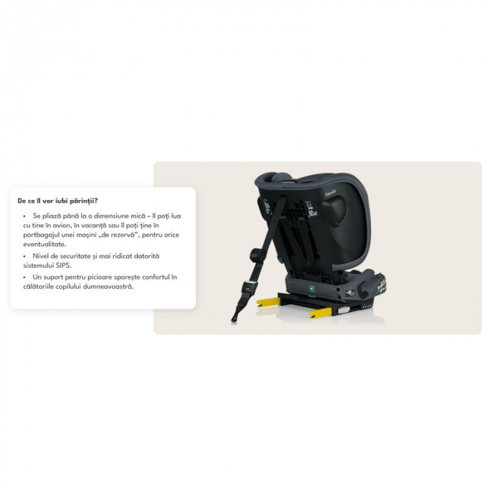 Scaun auto pliabil, Lionelo, Nelly, i-Size, 76- 150 cm, Tetiera reglabila in 15 pozitii, Spatar reglabil in 4 pozitii, Sisteme de fixare Isofix si Top Tether, Sezut lat si confortabil, Conform cu ECE  [40]