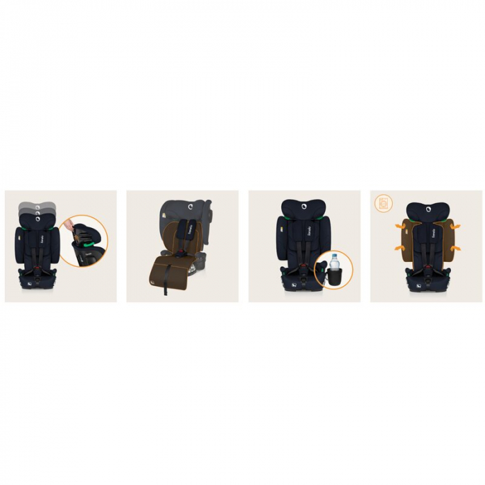 Scaun auto pliabil, Lionelo, Nelly, i-Size, 76- 150 cm, Tetiera reglabila in 15 pozitii, Spatar reglabil in 4 pozitii, Sisteme de fixare Isofix si Top Tether, Sezut lat si confortabil, Conform cu ECE  [41]