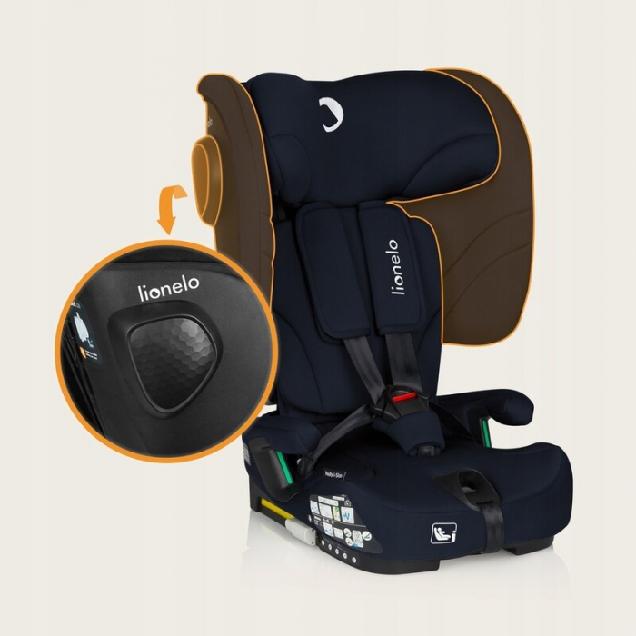 Scaun auto pliabil, Lionelo, Nelly, i-Size, 76- 150 cm, Tetiera reglabila in 15 pozitii, Spatar reglabil in 4 pozitii, Sisteme de fixare Isofix si Top Tether, Sezut lat si confortabil, Conform cu ECE  [35]