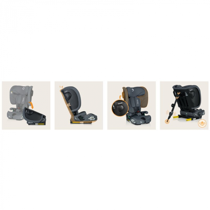 Scaun auto pliabil, Lionelo, Nelly, i-Size, 76- 150 cm, Tetiera reglabila in 15 pozitii, Spatar reglabil in 4 pozitii, Sisteme de fixare Isofix si Top Tether, Sezut lat si confortabil, Conform cu ECE  [42]
