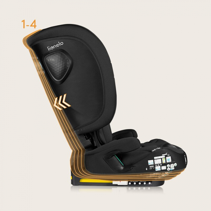 Scaun auto pliabil, Lionelo, Nelly, i-Size, 76- 150 cm, Tetiera reglabila in 15 pozitii, Spatar reglabil in 4 pozitii, Sisteme de fixare Isofix si Top Tether, Sezut lat si confortabil, Conform cu ECE  [36]