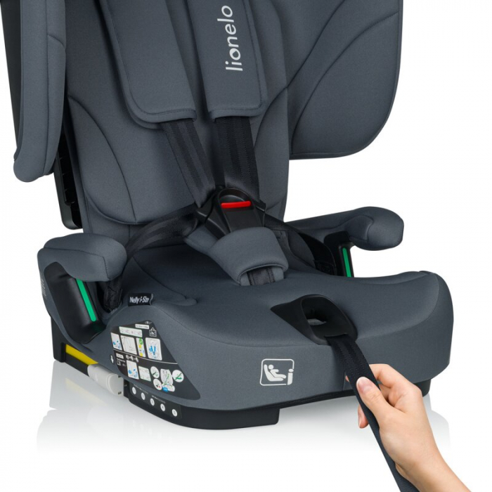 Scaun auto pliabil, Lionelo, Nelly, i-Size, 76- 150 cm, Tetiera reglabila in 15 pozitii, Spatar reglabil in 4 pozitii, Sisteme de fixare Isofix si Top Tether, Sezut lat si confortabil, Conform cu ECE  [14]