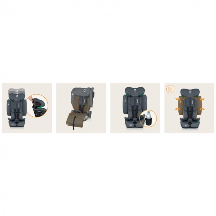 Scaun auto pliabil, Lionelo, Nelly, i-Size, 76- 150 cm, Tetiera reglabila in 15 pozitii, Spatar reglabil in 4 pozitii, Sisteme de fixare Isofix si Top Tether, Sezut lat si confortabil, Conform cu ECE  [41]