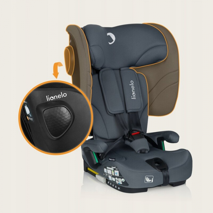 Scaun auto pliabil, Lionelo, Nelly, i-Size, 76- 150 cm, Tetiera reglabila in 15 pozitii, Spatar reglabil in 4 pozitii, Sisteme de fixare Isofix si Top Tether, Sezut lat si confortabil, Conform cu ECE  [34]