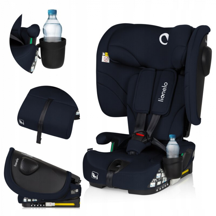 Scaun auto pliabil, Lionelo, Nelly, i-Size, 76- 150 cm, Tetiera reglabila in 15 pozitii, Spatar reglabil in 4 pozitii, Sisteme de fixare Isofix si Top Tether, Sezut lat si confortabil, Conform cu ECE  [38]