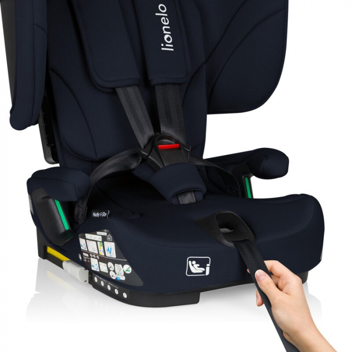 Scaun auto pliabil, Lionelo, Nelly, i-Size, 76- 150 cm, Tetiera reglabila in 15 pozitii, Spatar reglabil in 4 pozitii, Sisteme de fixare Isofix si Top Tether, Sezut lat si confortabil, Conform cu ECE  [14]