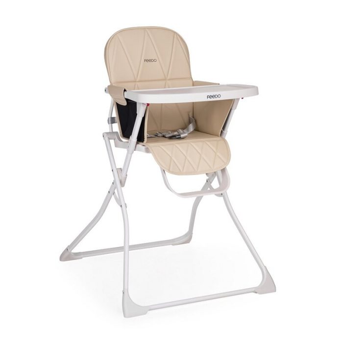 Scaun de masa, Feedo, Bite, Pliabil, Pana la 15 kg, Aspect elegant, Suport de picioare ajustabil, Cu tavita detasabila, 6- 36 luni, Conform cu EN14988-2:2006+A1:2012, Pastel Beige [1]