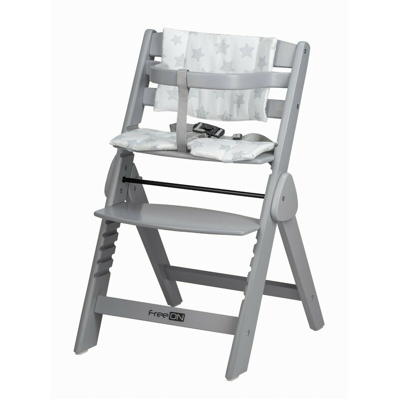 Scaun de masa, FreeON, Finny Fold, 6 luni - 15 Kg, Reglabil pe inaltime, Pernuta, Pliabil, Gray [1]
