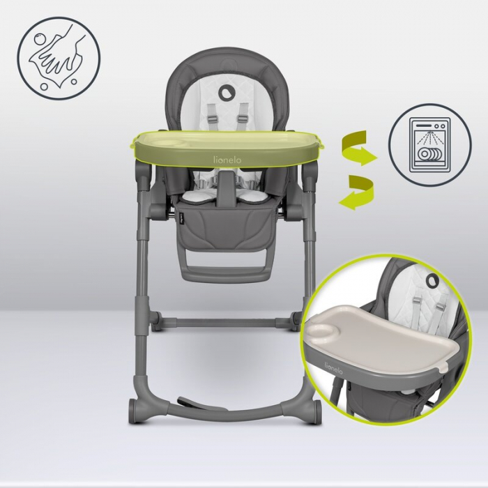 Scaun de masa, Lionelo, Cora Plus, Multifunctional, Reglabil in 4 pozitii pe inaltime, Spatar reglabil in 3 pozitii, Cu bara de jucarii, Pliabil, Conform cu standardul european de securitate EN14988,  [27]