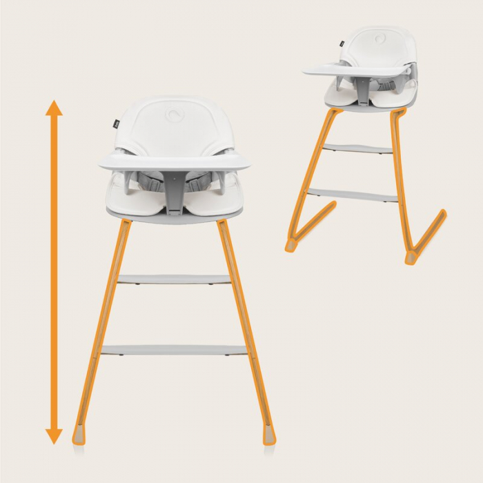 Scaun de masa, Lionelo, Dalia, 2 in 1, Transformabil, Cu 2 suporturi pentru picioare, Cu tavita detasabila, Sustine 60 kg, 6 luni+, Conform cu EN14988, Gri [29]
