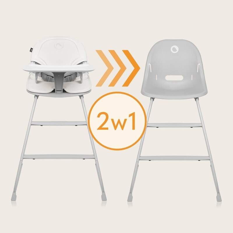Scaun de masa, Lionelo, Dalia, 2 in 1, Transformabil, Cu 2 suporturi pentru picioare, Cu tavita detasabila, Sustine 60 kg, 6 luni+, Conform cu EN14988, Gri Stone [26]
