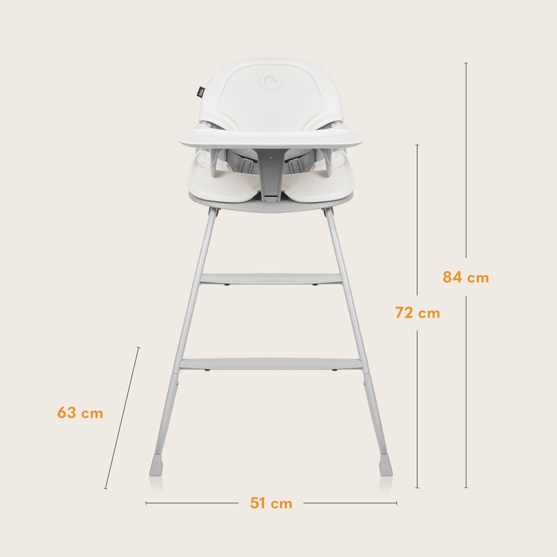 Scaun de masa, Lionelo, Dalia, 2 in 1, Transformabil, Cu 2 suporturi pentru picioare, Cu tavita detasabila, Sustine 60 kg, 6 luni+, Conform cu EN14988, Gri Stone [20]